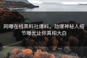 网曝在线黑料社爆料，劲爆神秘人细节曝光让你真相大白
