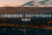 91网盘的那些事：揭秘7个你可能忽视的细节