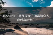 网络热议！网红深夜丑闻震惊众人，背后真相大白！