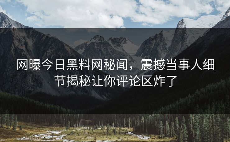 网曝今日黑料网秘闻，震撼当事人细节揭秘让你评论区炸了