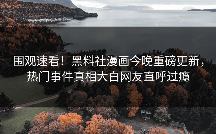围观速看！黑料社漫画今晚重磅更新，热门事件真相大白网友直呼过瘾