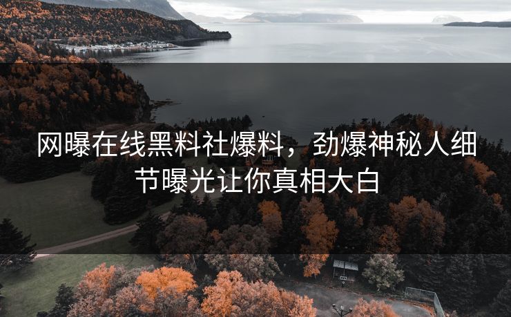 网曝在线黑料社爆料，劲爆神秘人细节曝光让你真相大白