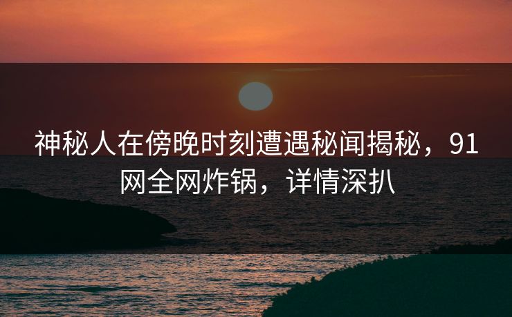 神秘人在傍晚时刻遭遇秘闻揭秘，91网全网炸锅，详情深扒