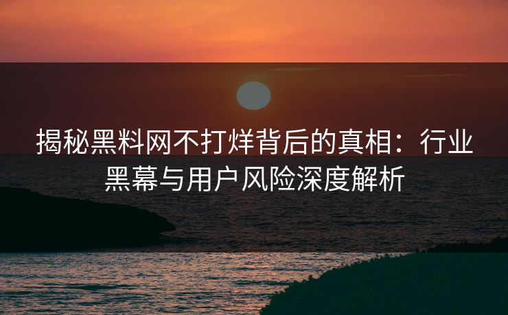 揭秘黑料网不打烊背后的真相:行业黑幕与用户风险深度解析 揭秘黑料网不打烊背后的真相:行业黑幕与用户风险深度解析