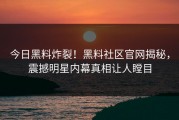 今日黑料炸裂！黑料社区官网揭秘，震撼明星内幕真相让人瞠目