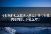 今日黑料社区重磅大事记！热门明星内幕内幕，评论区炸了
