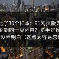 我对比了30个样本：91网页版为什么你总刷到同一类内容？多半是推荐逻辑没弄明白（这点太容易忽略）