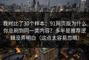 我对比了30个样本：91网页版为什么你总刷到同一类内容？多半是推荐逻辑没弄明白（这点太容易忽略）