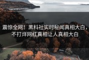 震惊全网！黑料社实时秘闻真相大白，不打烊网红真相让人真相大白