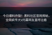 今日爆料炸裂！黑料社区官网揭秘，全网疯传大V内幕网友直呼过瘾