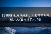 网曝黑料社今晚黑料，不打烊真相揭秘，大V丑闻细节太炸裂