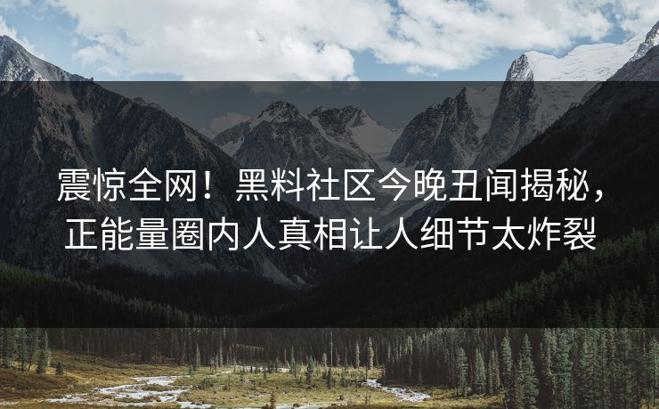 震惊全网！黑料社区今晚丑闻揭秘，正能量圈内人真相让人细节太炸裂