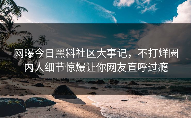 网曝今日黑料社区大事记，不打烊圈内人细节惊爆让你网友直呼过瘾
