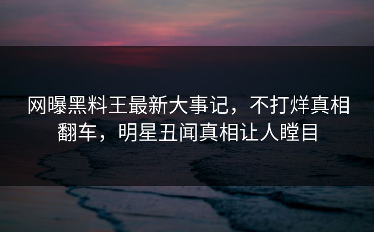 网曝黑料王最新大事记，不打烊真相翻车，明星丑闻真相让人瞠目