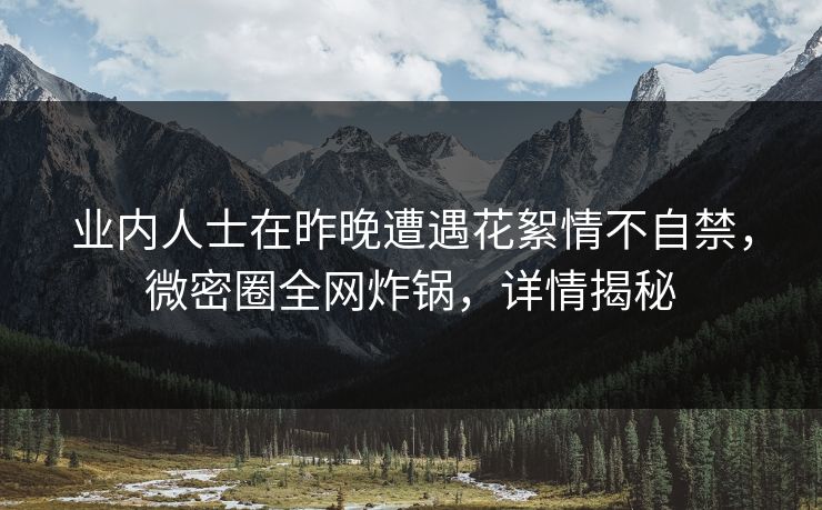 业内人士在昨晚遭遇花絮情不自禁，微密圈全网炸锅，详情揭秘
