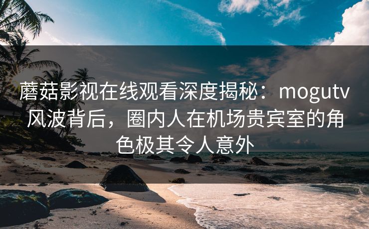 蘑菇影视在线观看深度揭秘:mogutv风波背后,圈内人在机场贵宾室的角色极其令人意外 蘑菇影视在线观看深度揭秘:mogutv风波背后,圈内人在机场贵宾室的角色极其令人意外