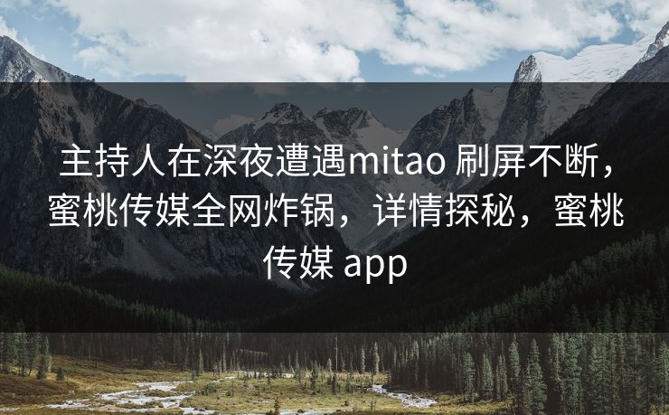 主持人在深夜遭遇mitao 刷屏不断，蜜桃传媒全网炸锅，详情探秘，蜜桃传媒 app